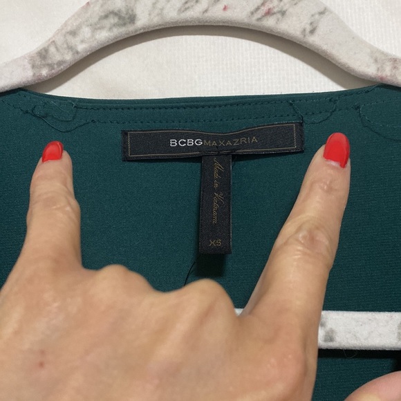 BCBGMaxAzria Gathered Popover Cocktail Mini Dress - Jade Emerald Green - Picture 6 of 12